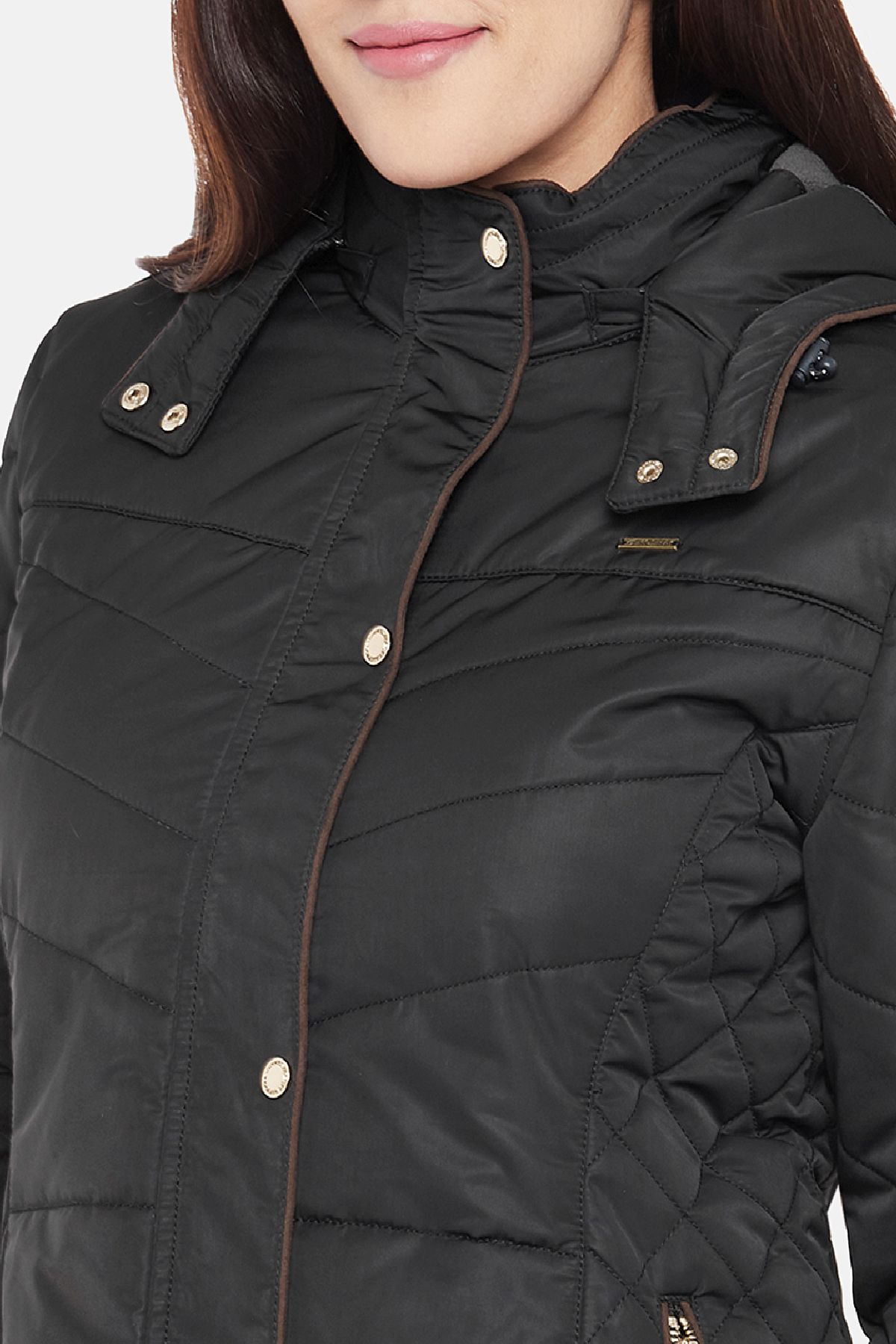 Black Fleece Lined Puffer Jacket | Women